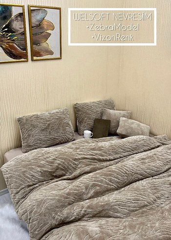 Bej Welsoft Yumuşak Çiçek Desenli Yatak Örtüsü - Görsel 6