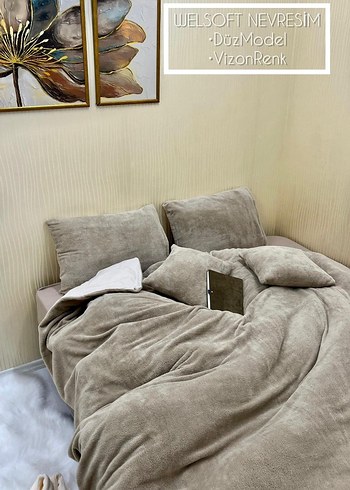 Bej Welsoft Yumuşak Çiçek Desenli Yatak Örtüsü - Görsel 7