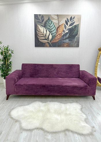 Mor Kadife Modern Koltuk Örtüsü - Görsel 9