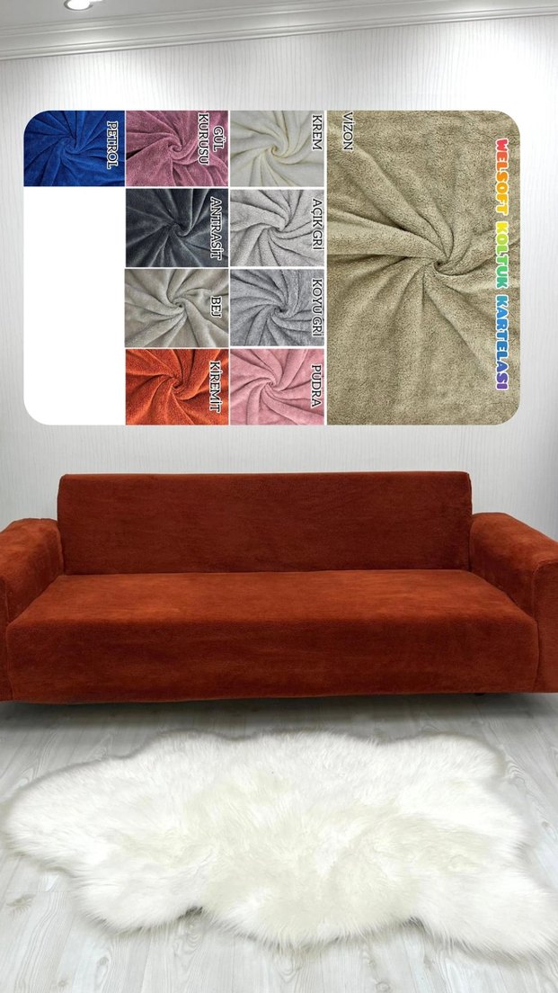 Mor Kadife Modern Koltuk Örtüsü - Görsel 3