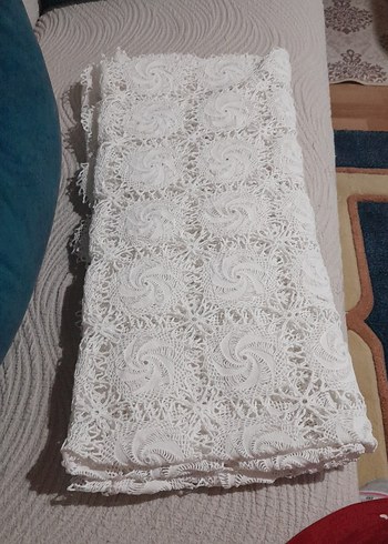 Vintage Dantel spiral Örgü Desenli El İşi Kumaş - Görsel 3