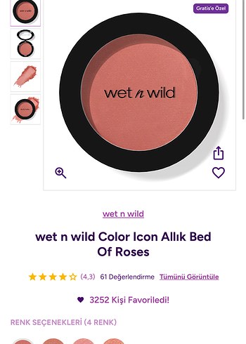 wet n wild Color Icon Allık Bed Of Roses - Görsel 2