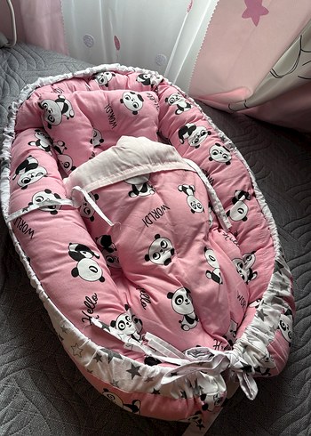 Pembe Panda Desenli anne yanı refüj yatak - Görsel 6