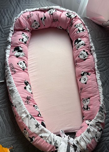 Pembe Panda Desenli anne yanı refüj yatak - Görsel 4