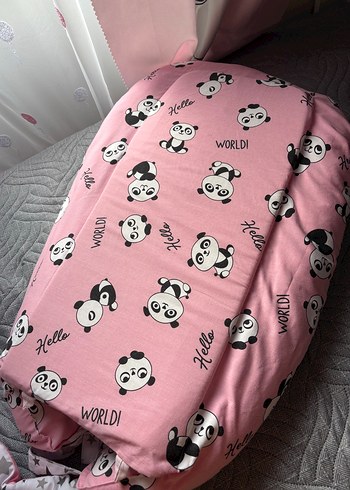 Pembe Panda Desenli anne yanı refüj yatak - Görsel 5