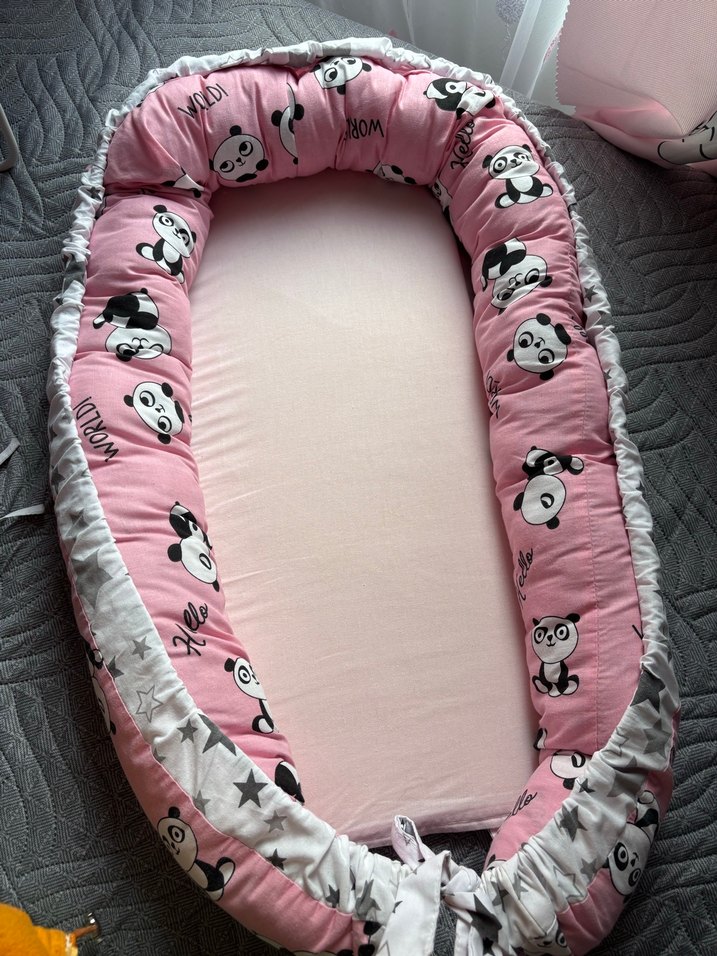 Pembe Panda Desenli anne yanı refüj yatak - Görsel 4