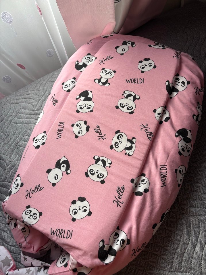 Pembe Panda Desenli anne yanı refüj yatak - Görsel 5