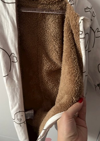 Bebek Beyaz Kapüşonlu kışlık Tulum - Görsel 2