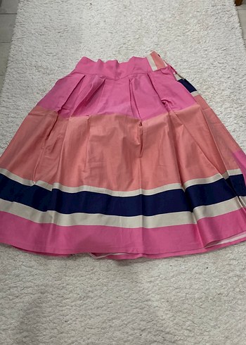 Pembe Pilili Uzun Kadın Etek