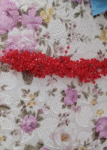 Kırmızı Boncuklu Kadın Saç Aksesuarı - Görsel 2