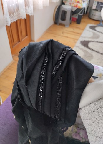 Kadın Siyah Drapeli Gotik Şal - Görsel 2