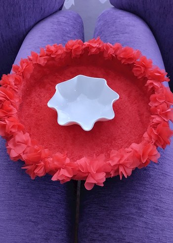 Kırmızı Çiçekli Dekoratif kına Tepsi - Görsel 2