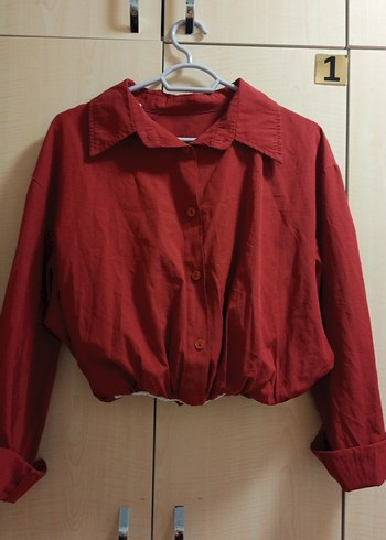 Kırmızı Düğmeli Vintage Kadın Gömlek - Görsel 3