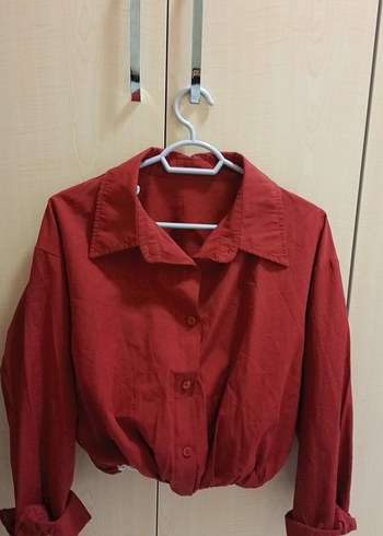 Kırmızı Düğmeli Vintage Kadın Gömlek - Görsel 5