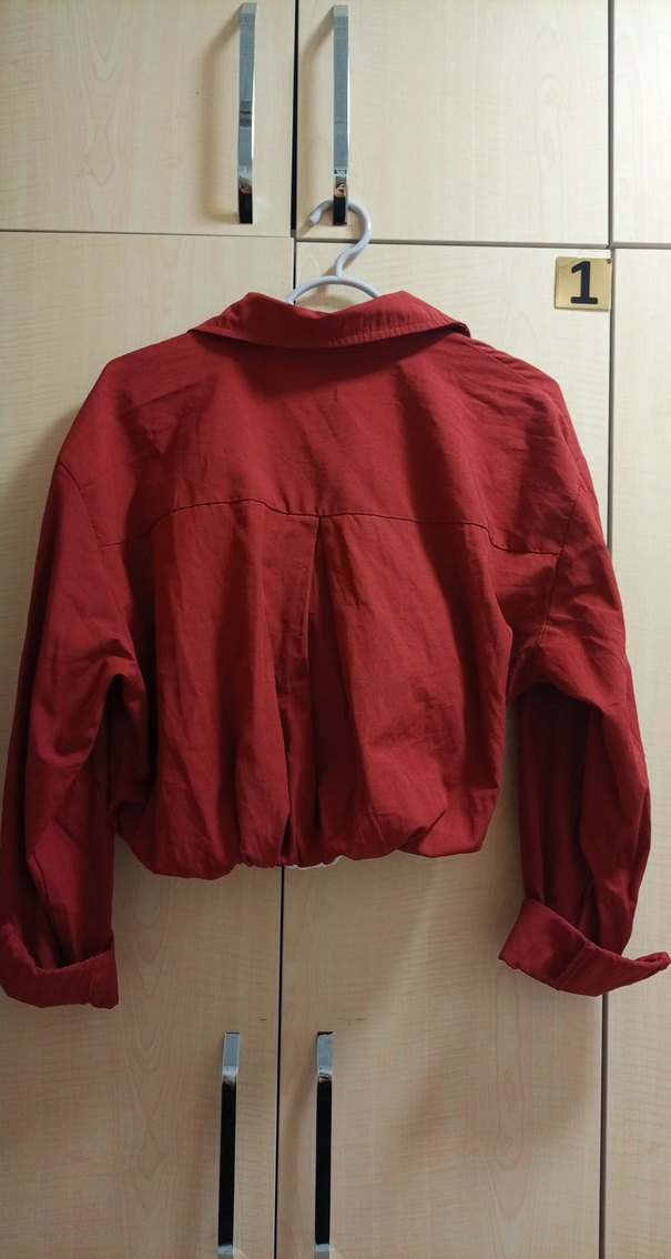 Kırmızı Düğmeli Vintage Kadın Gömlek - Görsel 4