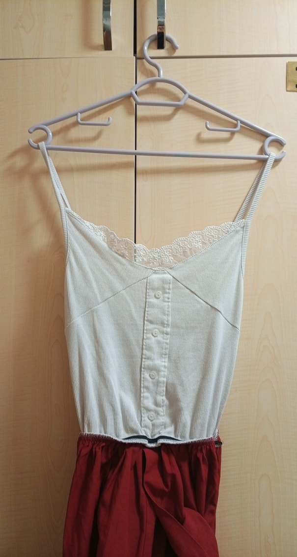 Kırmızı Düğmeli Vintage Kadın Gömlek - Görsel 2