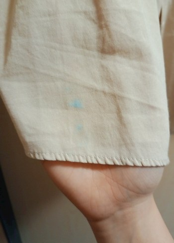 Düğmeli Bej Kadın Gömlek - Görsel 3