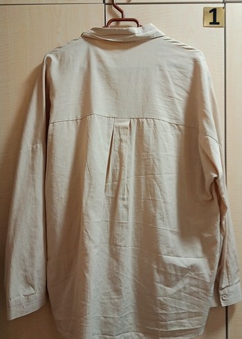 Düğmeli Bej Kadın Gömlek - Görsel 2