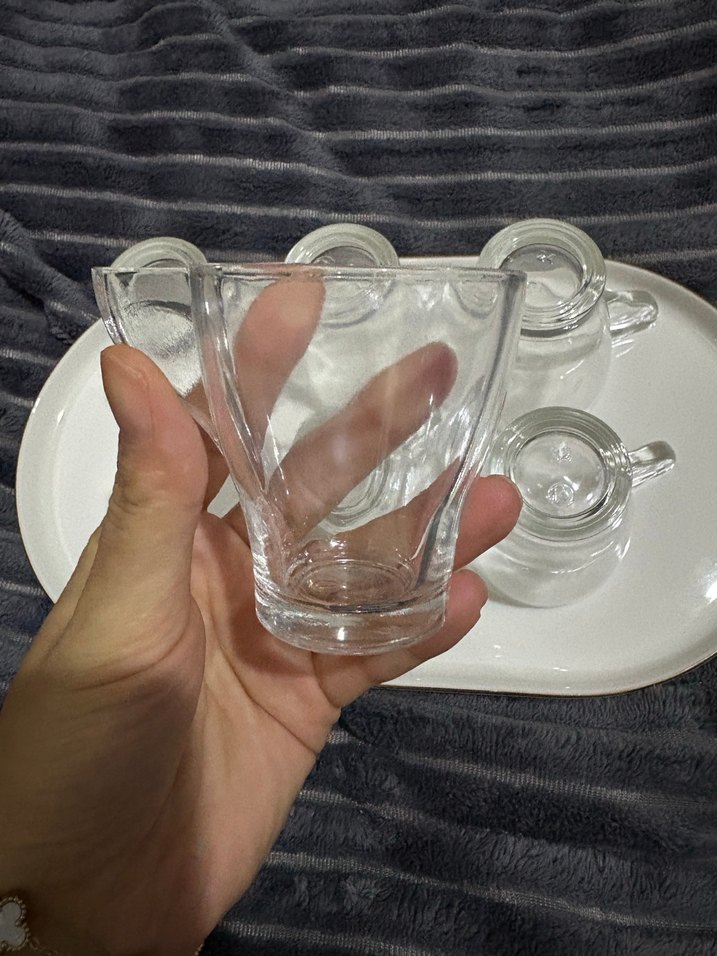 6'lı Kulplu Cam espresso Fincan Seti - Görsel 2