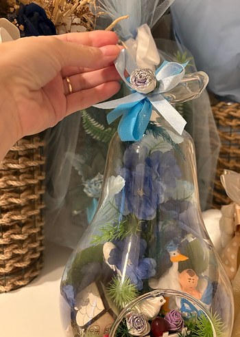 Renkli Mavi Dekoratif Cam Fanus - Görsel 2