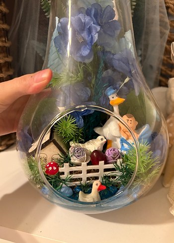 Renkli Mavi Dekoratif Cam Fanus - Görsel 3