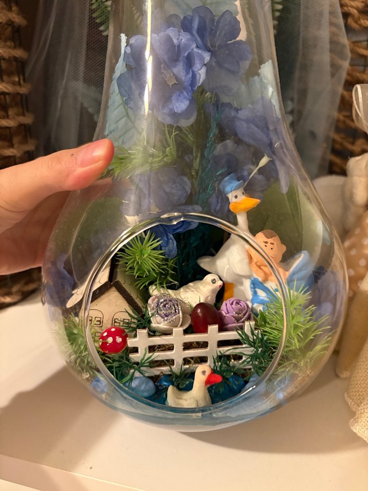 Renkli Mavi Dekoratif Cam Fanus - Görsel 3