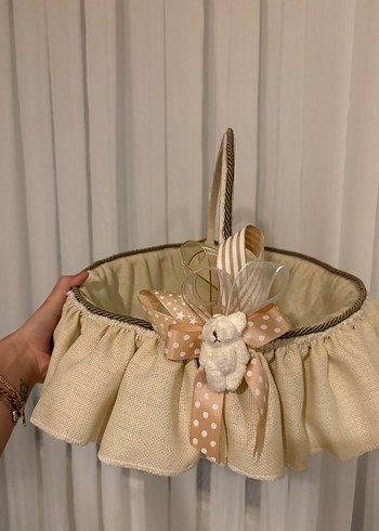 Bej Fırfırlı Sepet ve Depolama Çantası - Görsel 5