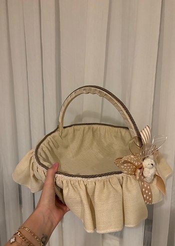Bej Fırfırlı Sepet ve Depolama Çantası - Görsel 3