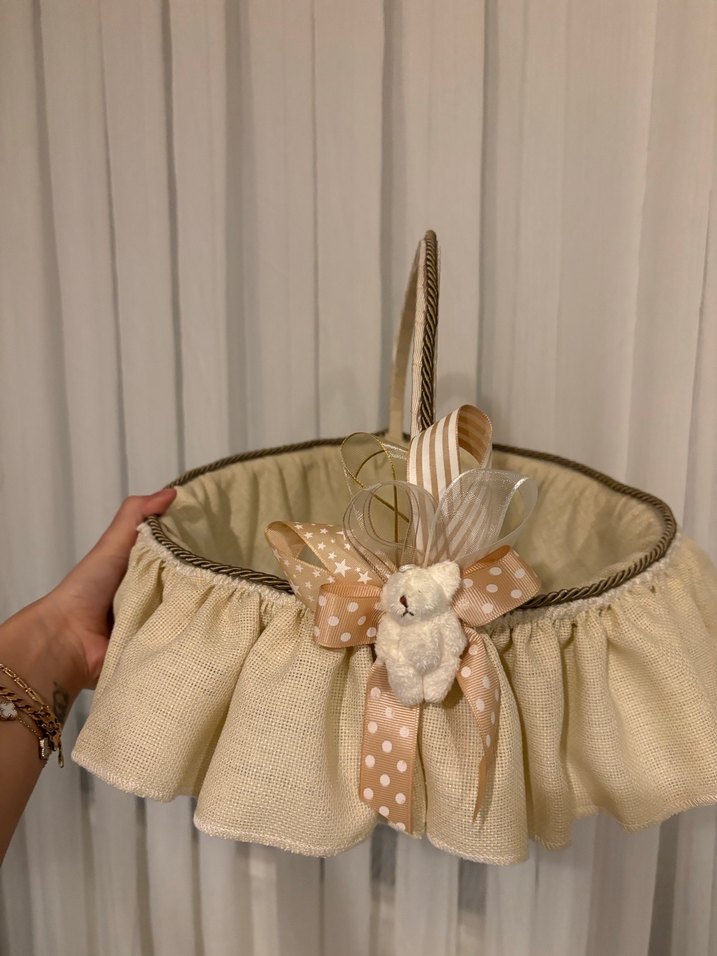 Bej Fırfırlı Sepet ve Depolama Çantası - Görsel 5