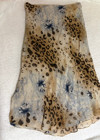 Bej Leopar Desenli Uzun Bohem Etek - Görsel 3