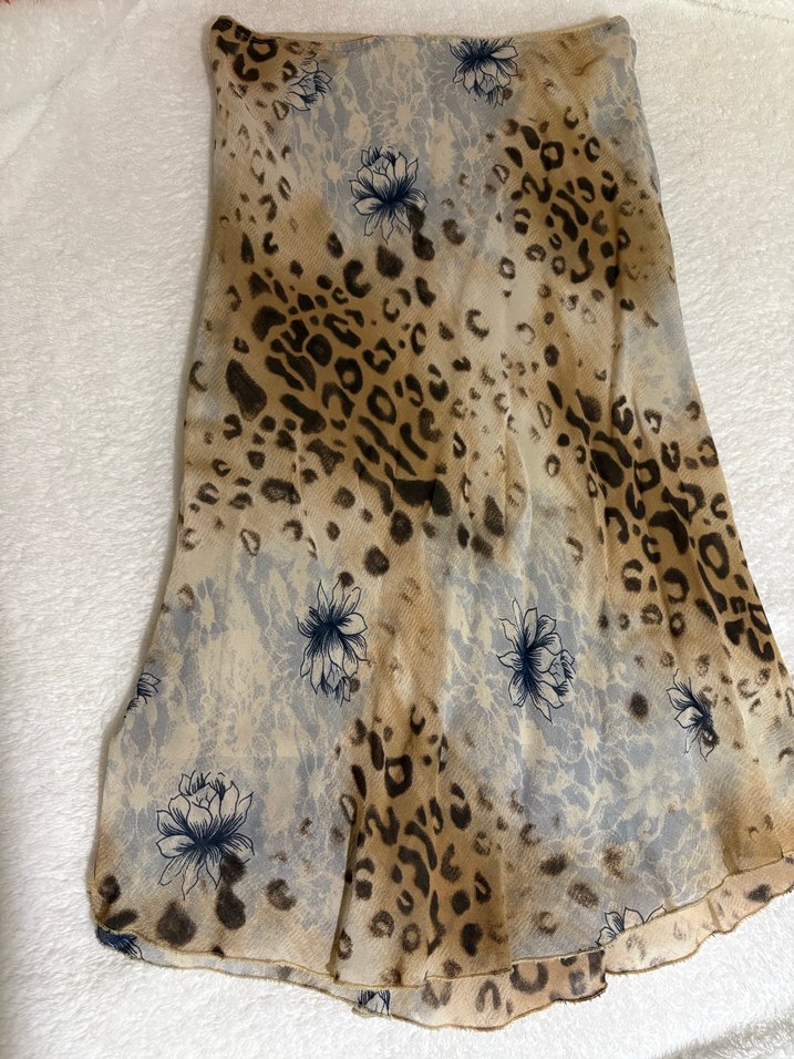 Bej Leopar Desenli Uzun Bohem Etek - Görsel 3