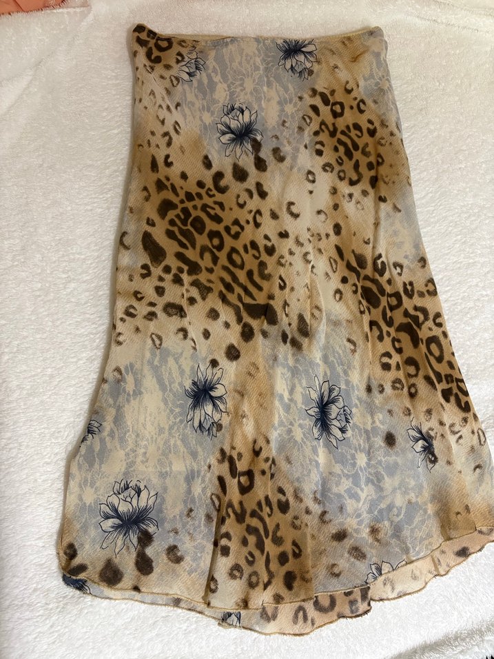 Bej Leopar Desenli Uzun Bohem Etek - Görsel 2