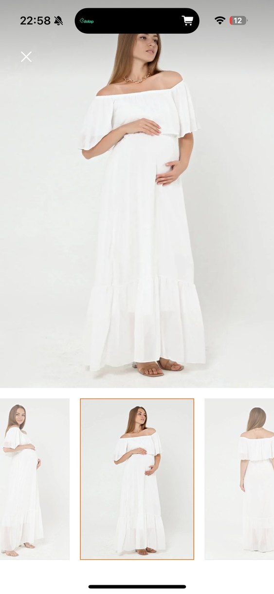 Beyaz Bohem Hamile Elbise - Görsel 3