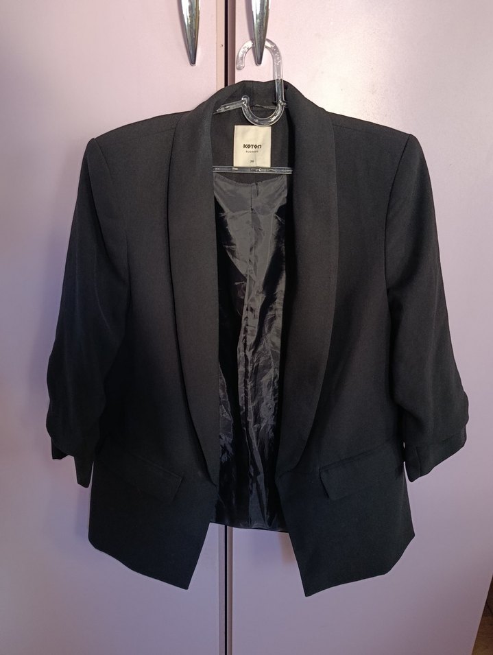 Düğmeli Siyah Kadın Blazer Ceket - Görsel 4