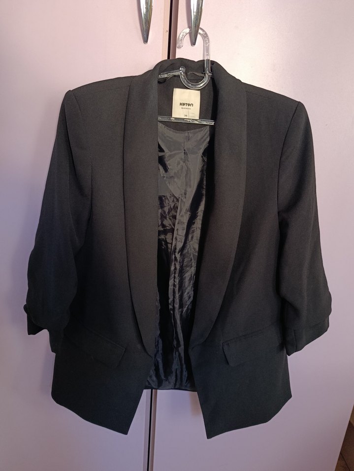 Düğmeli Siyah Kadın Blazer Ceket - Görsel 3