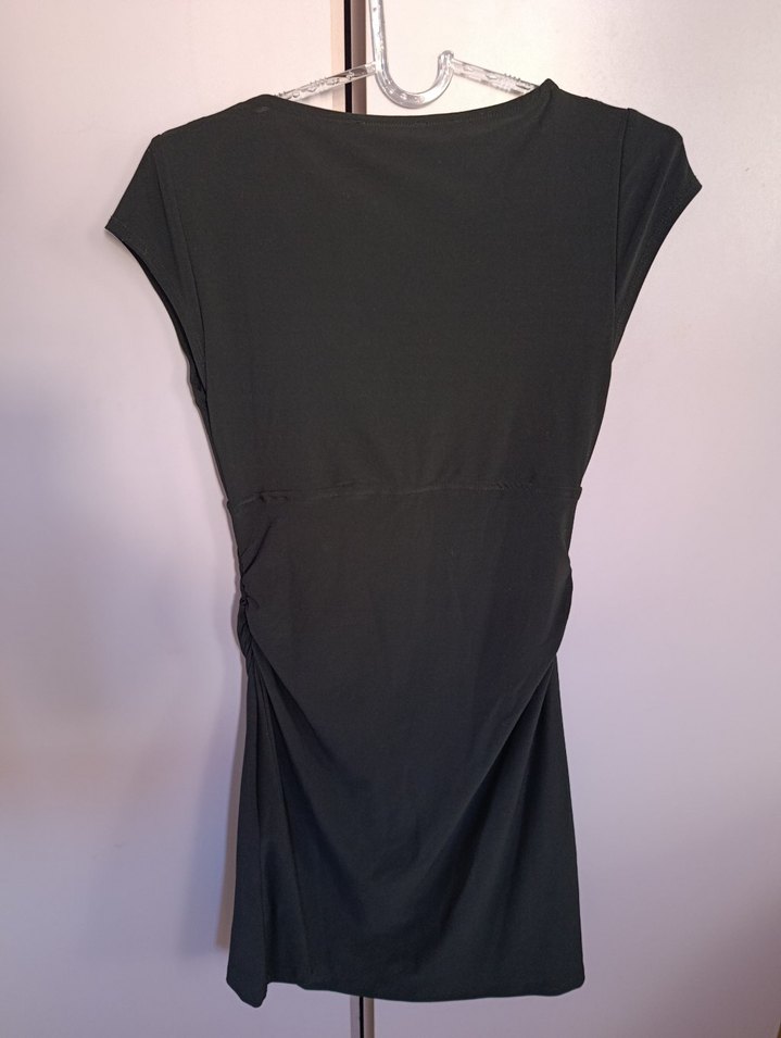 Siyah Drapeli V Yaka Hamile Bluzu - Görsel 3