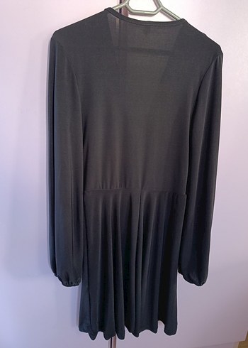 V Yakalı Uzun Siyah Gotik Elbise - Görsel 4