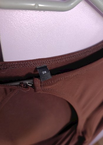 Kahverengi Drapeli Midi Elbise - Görsel 3