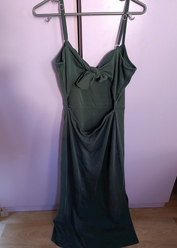 Yeşil Midi Sade Kadın Elbise - Görsel 2