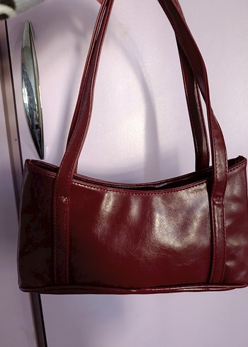 Bordo Deri Minimalist Kadın Çanta - Görsel 3