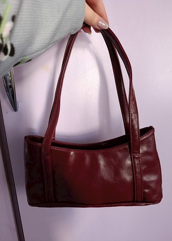 Bordo Deri Minimalist Kadın Çanta - Görsel 2