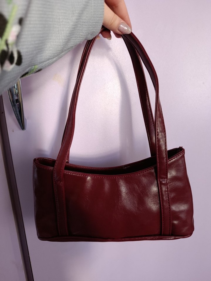 Bordo Deri Minimalist Kadın Çanta - Görsel 2