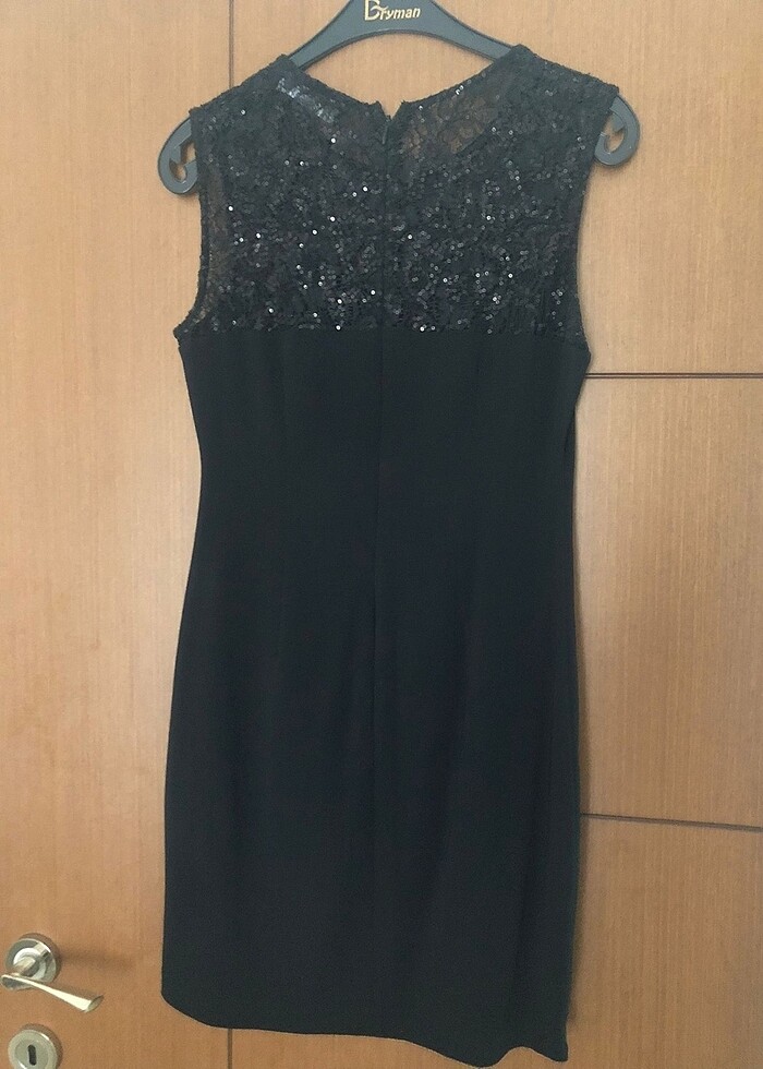 Siyah kısa dantelli elbise - Görsel 3