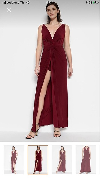 Bordo uzun abiye - Görsel 2