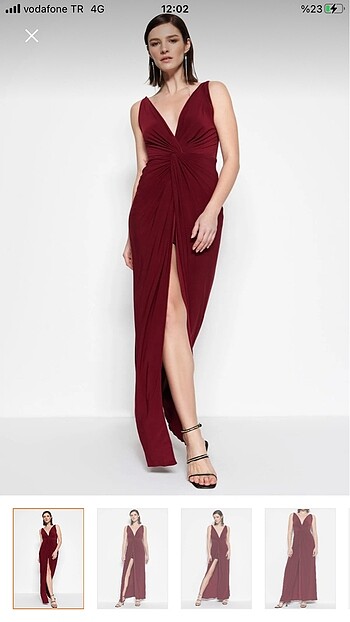 Bordo uzun abiye - Görsel 3