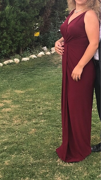 Bordo uzun abiye - Görsel 6