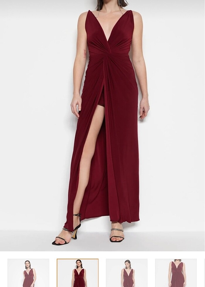 Bordo uzun abiye - Görsel 2