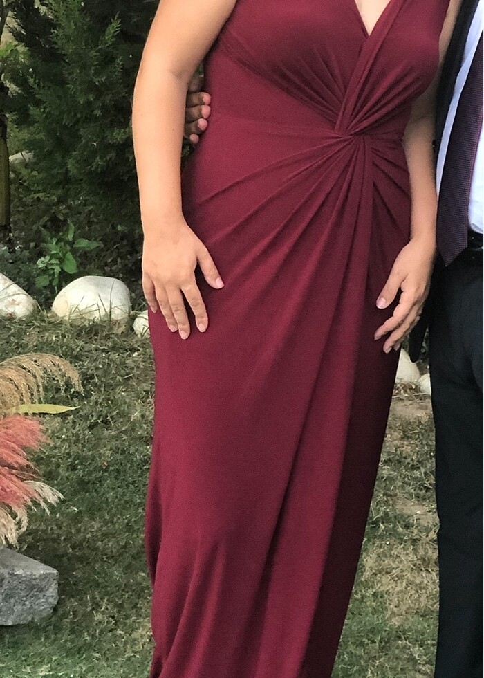 Bordo uzun abiye - Görsel 5