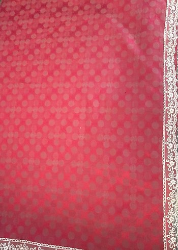 Dantel Kenarlı Parlak Pembe masa örtüsü yada sofra bezi - Görsel 2