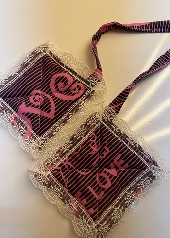 Nakışlı Pembe Renkli Fırın Eldiveni ve Tutacak Seti - Görsel 2